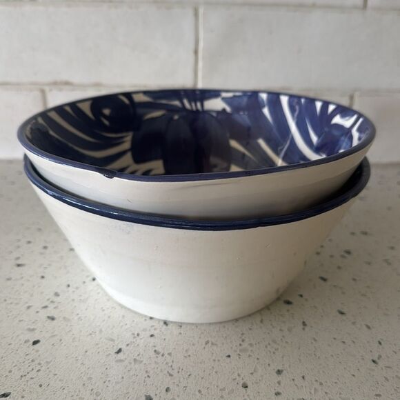 Talavera Set of Two Blue and White Ceramic Bowls Hand-Painted Made in Mexico New - Picture 8 of 8